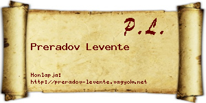 Preradov Levente névjegykártya